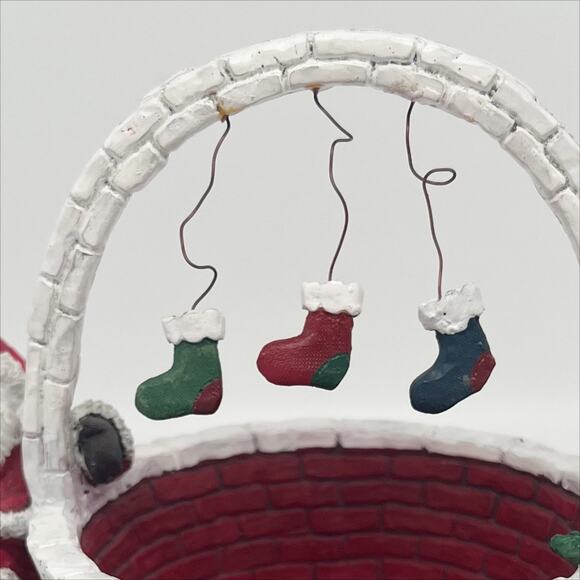 Christmas Themed Ceramic Candy Dish - Santa with Presents, Stockings, and Tree - Picture 3 of 7